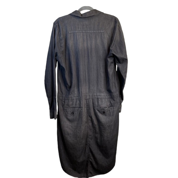 NSF Utility Denim Dress Womens Size M Black Shirt Button Down Pockets Midi - Picture 2 of 6